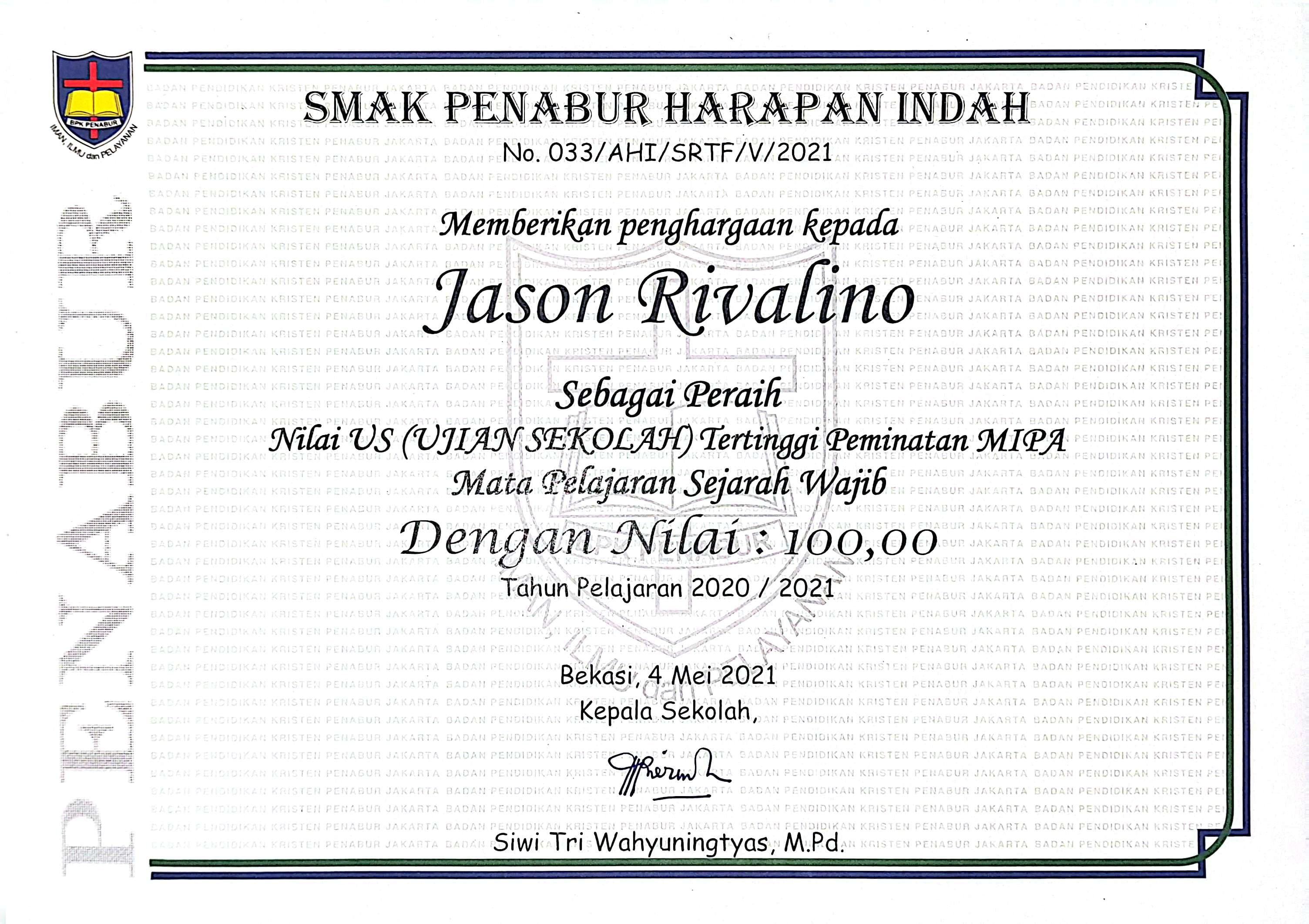 School Exam - Highest Score in History Subject (100/100)