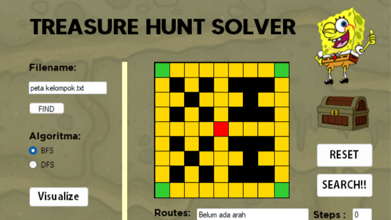Maze Treasure Hunt Solver using BFS DFS Algorithm
